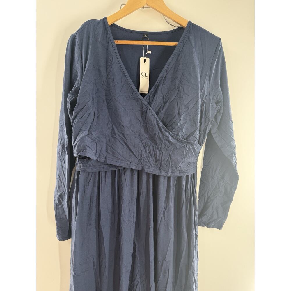 Ouges Women's Navyblue Long Sleeve V-Neck Wrap Wa… - image 2